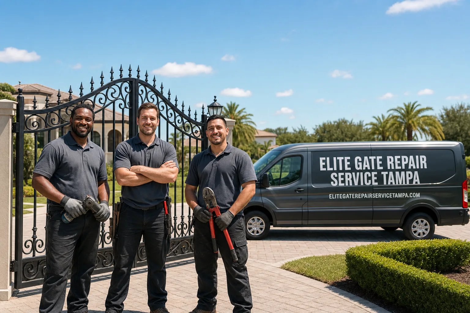 Elite Gate Repair Service Tampa service vehicle and crew in Tampa, FL